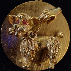 Vintage gold tone poodle pendant charm